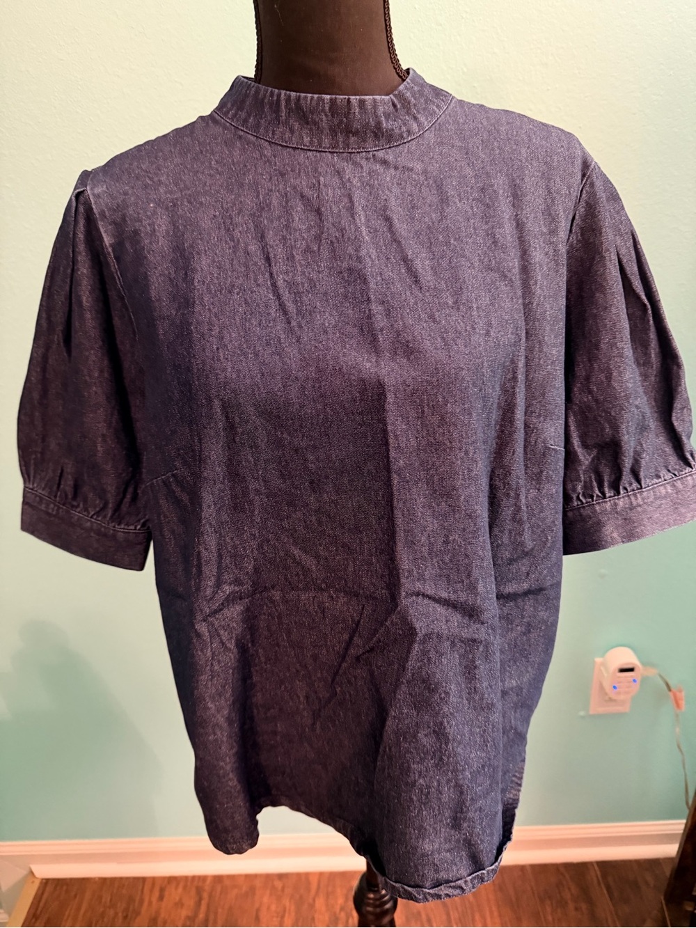 Classic Demin Mock Neck Women's Top